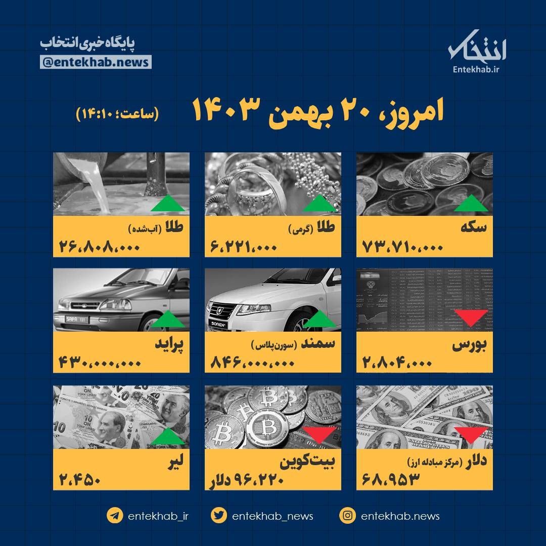 اینفوگرافیک / امروز ۲۰ بهمن قیمتها چقدر است؟ 1912623_142
