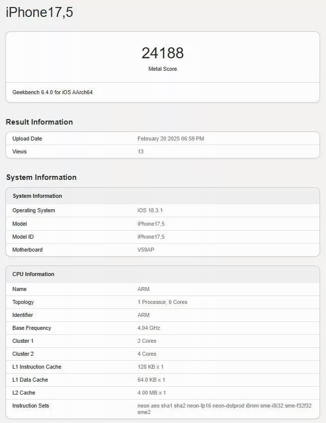 اولین بنچمارک آیفون 16E منتشر شد؛ کاهش 15 درصدی قدرت گرافیکی دستگاه iphone-16e-benchhmark.jpg.webp